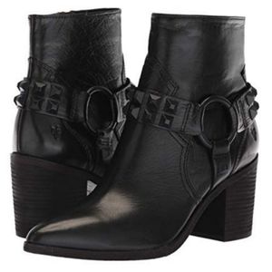 Frye Black Flynn Deco Stud Harness Short Boot